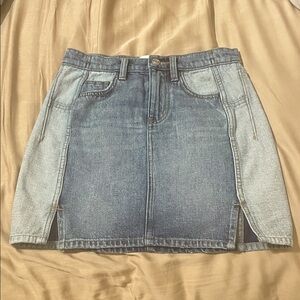 Current/Elliott Blue Two-Tone Denim Mini Skirt